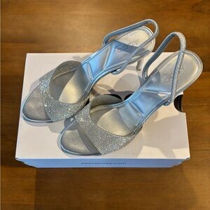 Aldo Shimmering Silver Strappy Heels